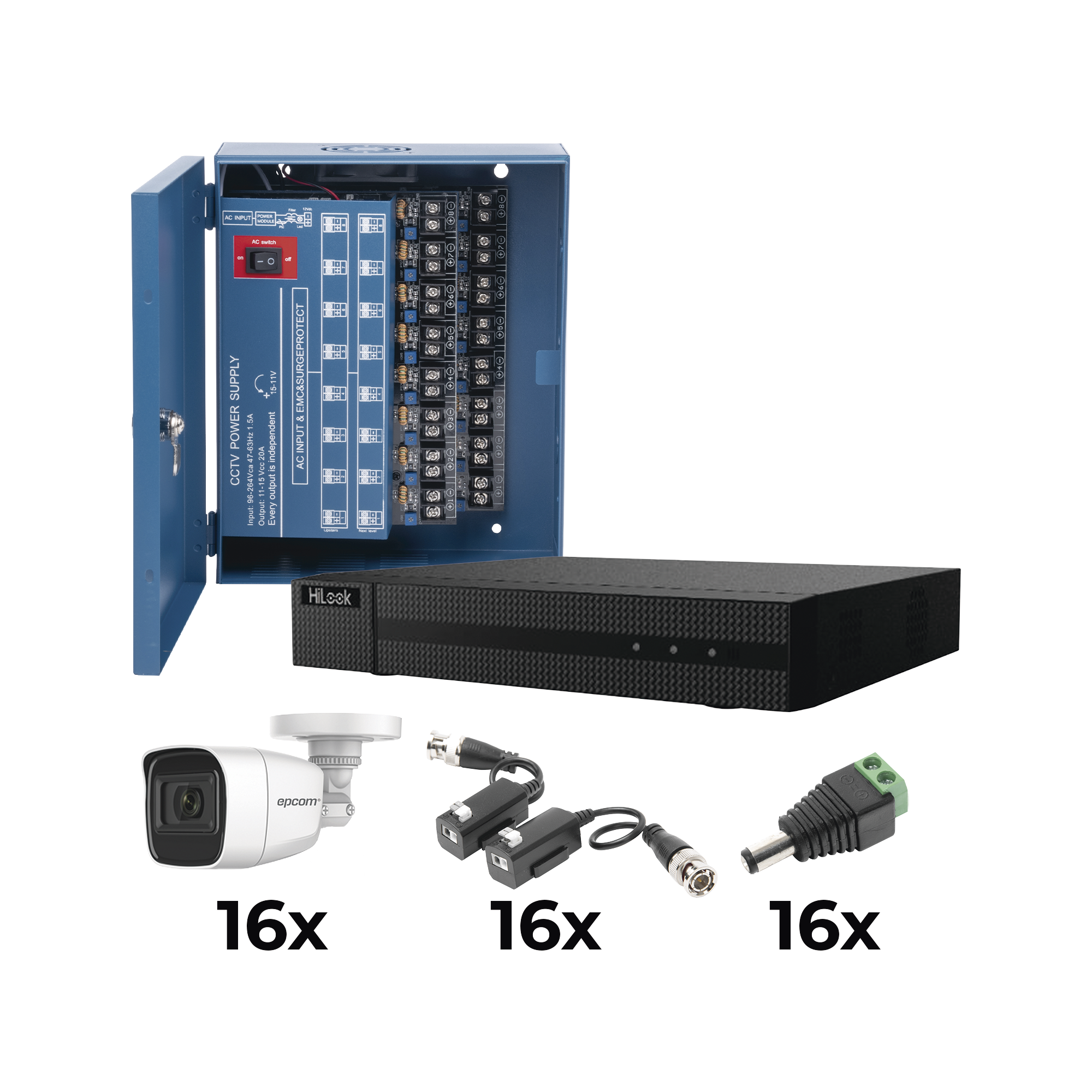 Kit Turbohd 1080p Dvr 16 Canales 16 Cmaras Bala Policarbonato Con