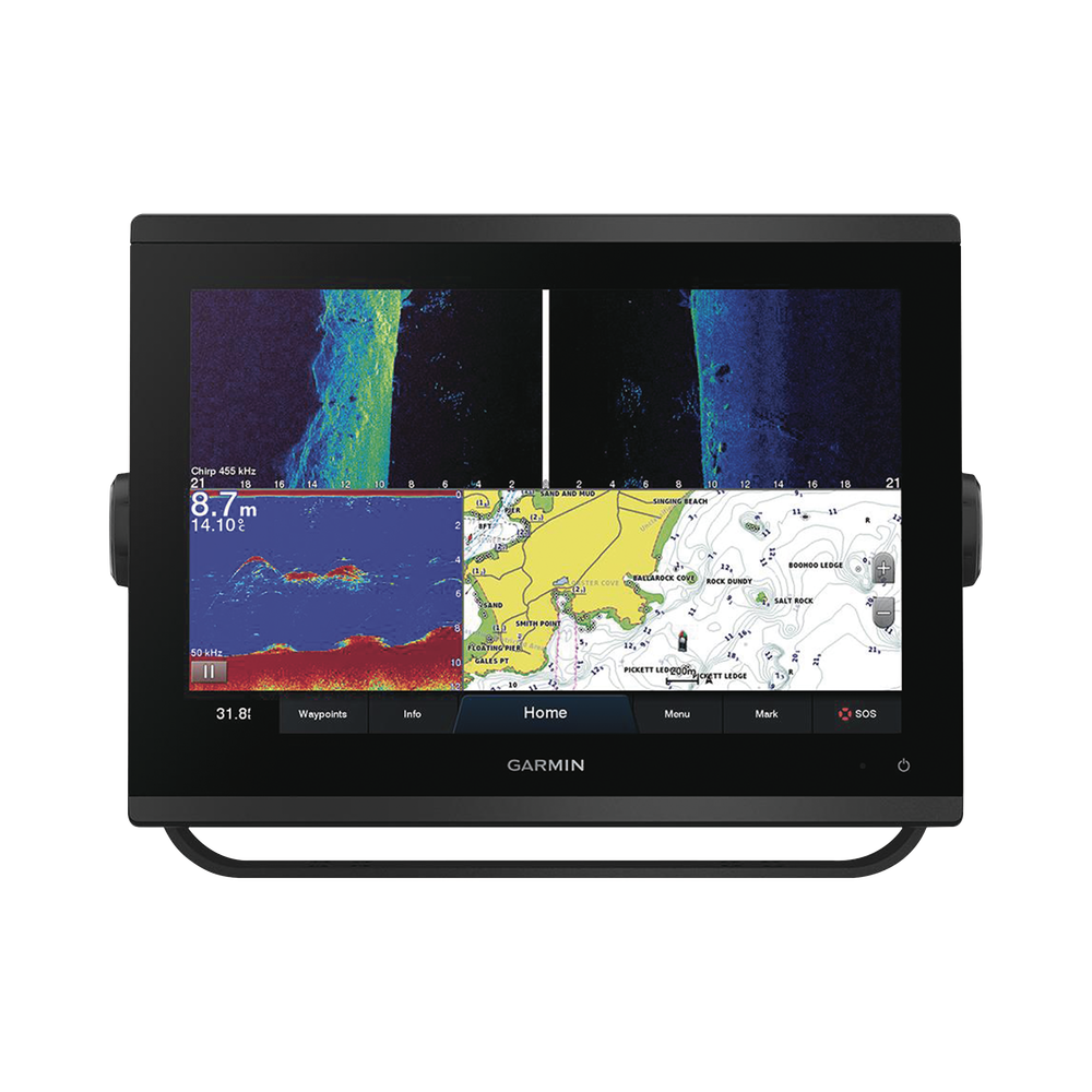 GPSMAP?? 1223xsv / Pantalla Tǭctil WXGA 12.1" / Resoluci??n 1280x800 / GPS-GLONASS-Galileo / Compatible con NMEA 2000 y 0183 / Sonda CHIRP Integrada / ClearVǬ y SideVǬ / IPX7 / Alimentaci??n 10-32 Vdc