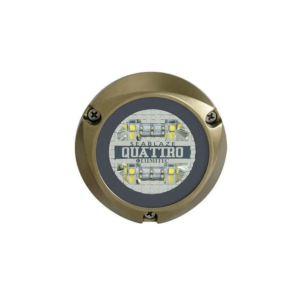 Luz led marina sumergible SeaBlaze Quattro, emite luz de color blanco y azul de 2000 lǧmenes, fabricada en bronce naval con grado de protecci??n IP68.