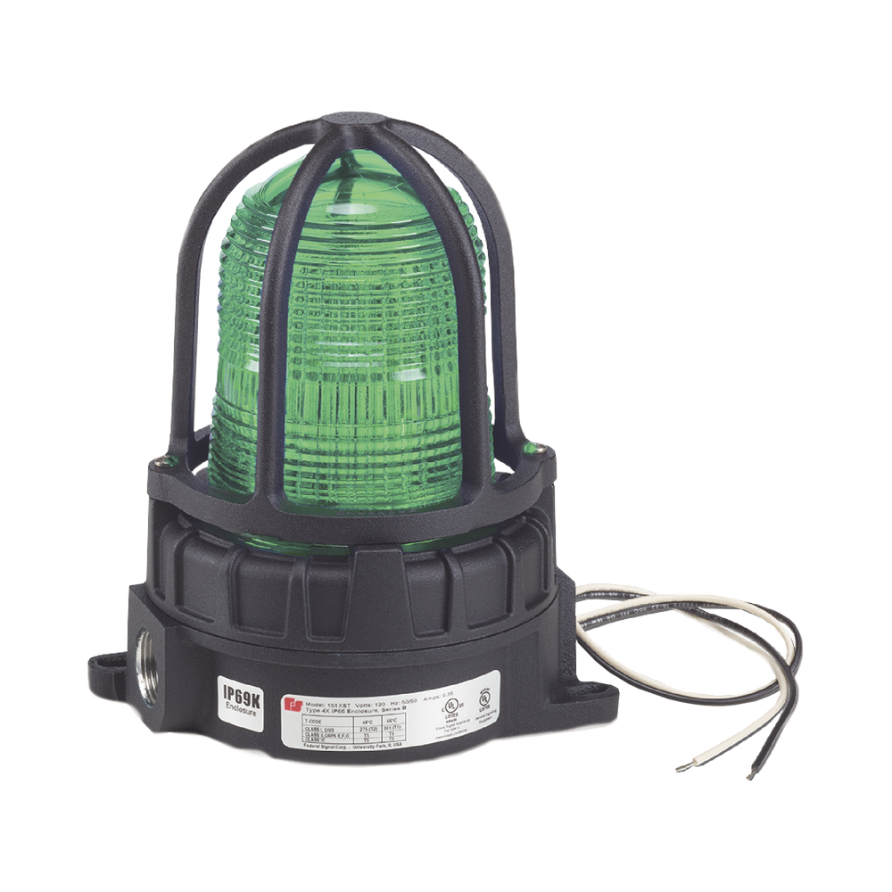 Luz de advertencia LED para ubicaciónes peligrosas, montaje para superficies, 24 VCD, color Verde