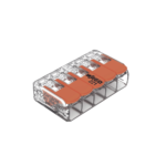 Borna de Conexión / 5 Conductores / 4 mm² Máximo / Palanca Naranja / Transparente / 32A 450V / UL JET ENEC / CAGE CLAMP® / T85