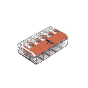 Borna de Conexión / 5 Conductores / 4 mm² Máximo / Palanca Naranja / Transparente / 32A 450V / UL JET ENEC / CAGE CLAMP® / T85