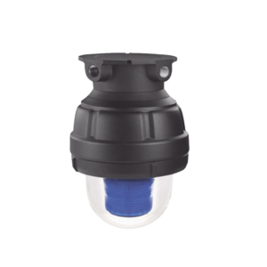 Luz de advertencia LED a prueba de explosión adecuado para su uso en Clase I, Div. I, Grupos C y D; Clase I, Div. 2, Grupos A, B, C y D; Clase II, Div. 1, Grupos E, F y G; Clase III, color Azul, 24 VCD