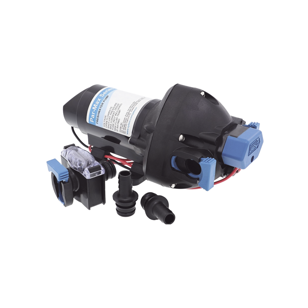 Bomba controlada por presión Par Max a 12 Vcd, caudal de 2 GPM, presión máxima 35 psi, para manguera de entrada con orificio de 38 mm (1½”), manguera de descarga con orificio de 25 mm (1”) - Imagen 2
