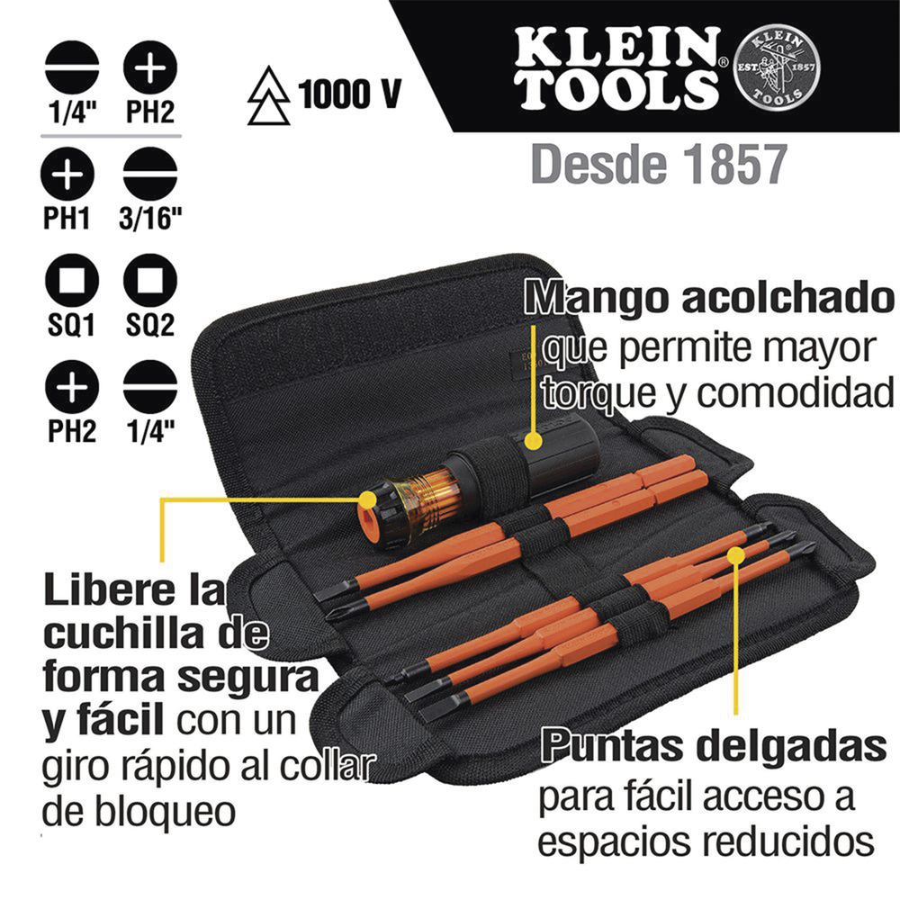 Juego de Desarmadores Intercambiables con Aislamiento 8 en 1. - Imagen 5