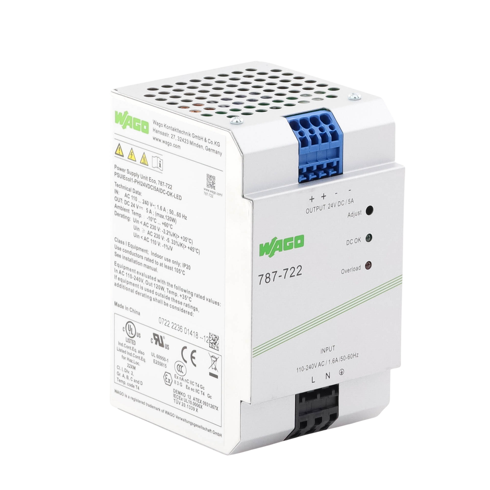 Fuente de Alimentación / 24V DC / 5A / 120W / PFC Activo / Montaje Carril DIN / IP20 / Conectores CAGE CLAMP® 4 mm² - Imagen 4
