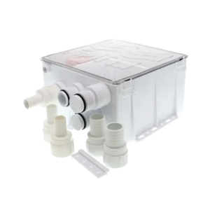 Sistema de desagǬe para duchas con bomba de achique de 800 galones por hora a 24 Volts de corriente directa e interruptor de flotaci??n