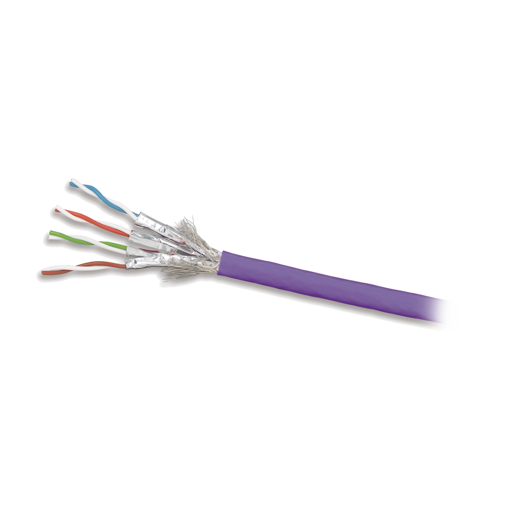 Bobina de Cable Blindado S/FTP de 4 Pares, Cat7A, Inmune a Ruido e Interferencias, LS0H (Bajo Humo, Cero Halógenos), Color Violeta, 305 Metros (1000 Pies) - Imagen 2