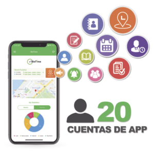 Licencia para realizar checadas de asistencia desde Smartphone (APP) con envío de fotografía y ubicación por GPS / Compatible con BIOTIMEPRO / Licencia para 20 usuarios