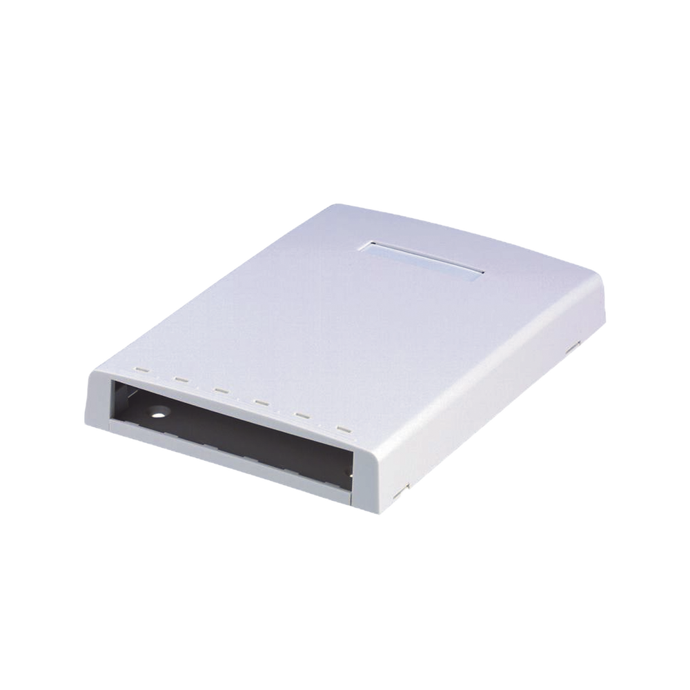 Caja de Montaje en Superficie, con Accesorio para Resguardo de Fibra ?ptica, para 6 M?dulos Mini-Com, Color Blanco