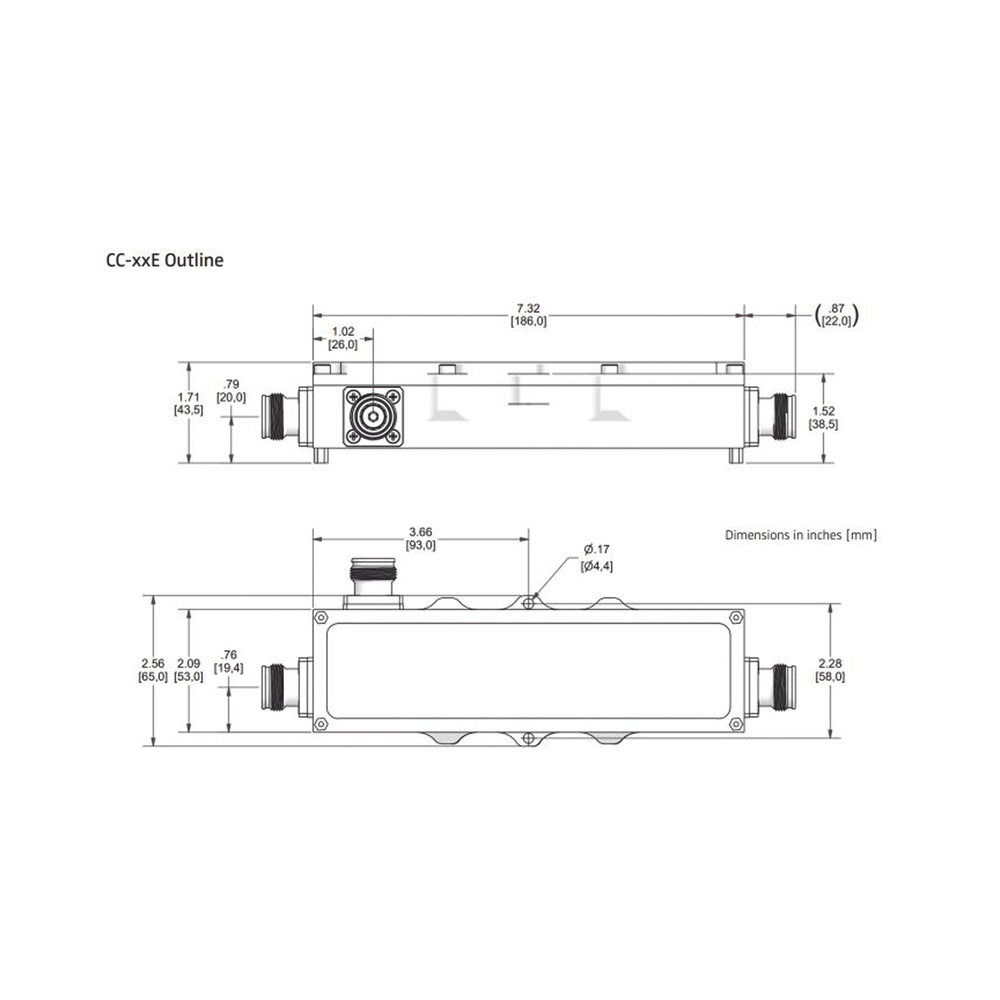 Acoplador direccional 7dB 575-2700MHz 300W - 161 dBc 4.3 - 10 IP67 - Imagen 2