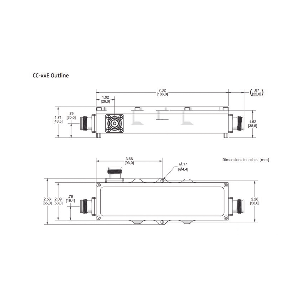 Acoplador direccional 8dB 575-2700MHz 300W - 161 dBc 4.3 - 10 IP67 - Imagen 2