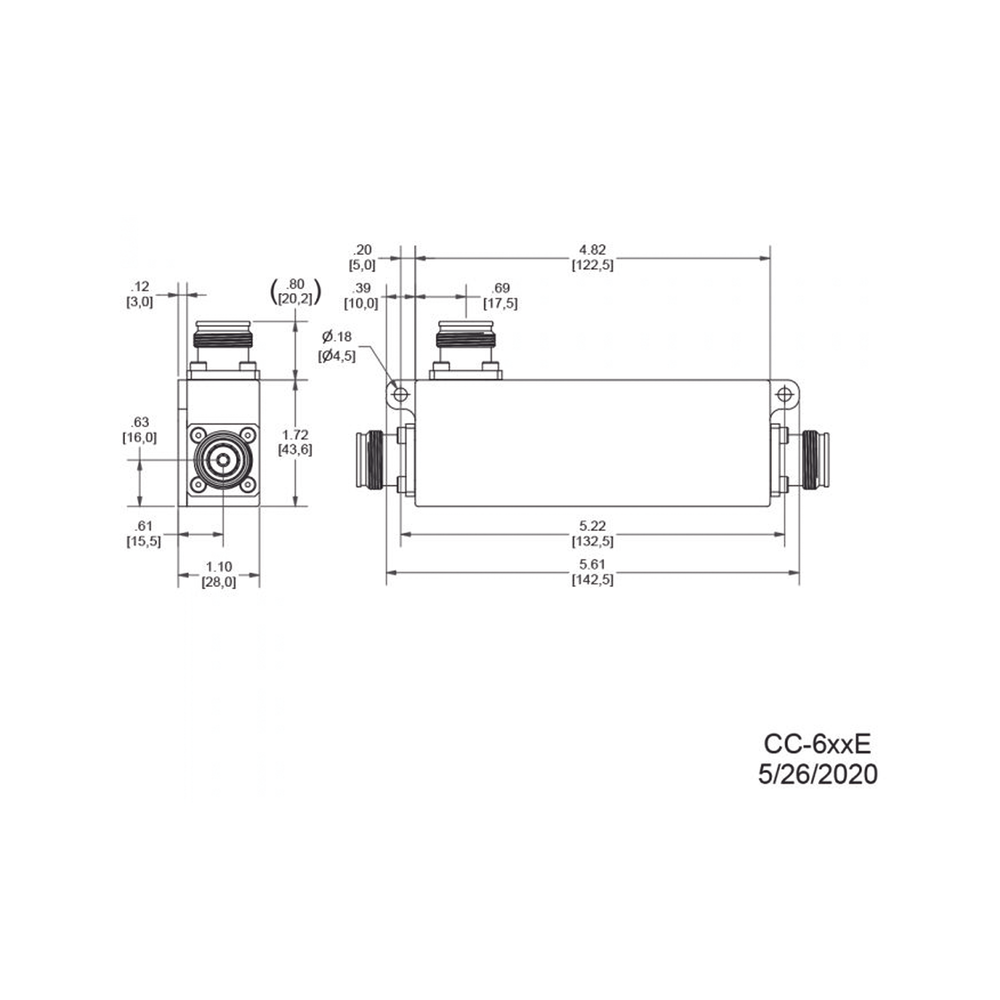 Acoplador direccional 10dB 617-5925MHz 300W-161dBc 4.3-10 IP67 - Imagen 2