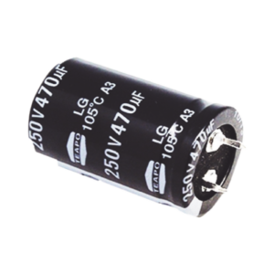 Capacitor Electrol??tico de Aluminio, Radial de 470 ??Fd, 250 Vcc, 105 ??C, 25 x 40 mm.