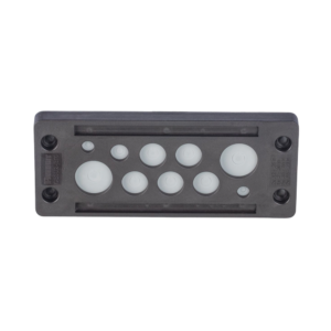 Pasacable de 10 Orificios de Marco Rectangular, IP65, 4.41" X 1.42", para Cables no Terminados, Color Negro.