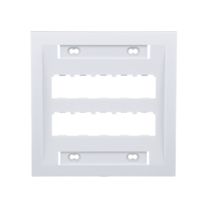Placa de Pared Vertical Ejecutiva, Salida Para 10 Puertos Mini-Com, Con Espacios Para Etiquetas, Color Blanco