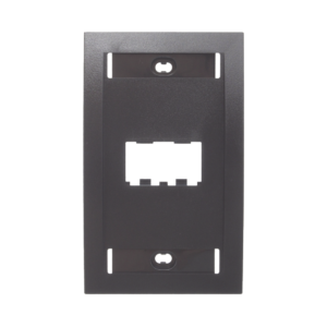 Placa de Pared Vertical Ejecutiva, Salida de 2 Puertos Mini-Com, Con Espacios Para Etiquetas, Color Negro