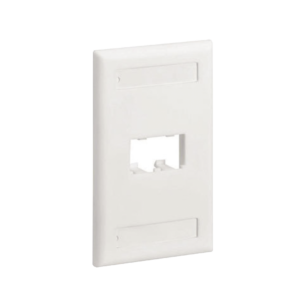 Placa de Pared Vertical Cl?sica, Salida Para 2 Puertos Mini-Com, Con Espacios Para Etiquetas, Color Blanco Mate