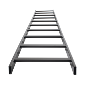 Escalera Tubular de 1.5" de Peralte y 12" de Ancho y 3.05 Metros de Largo, Pintura Epóxica Color Negro, Ideal Para Utilizarse en Centros de Datos o Cuartos de Telecomunicacionesl, incluye Coples y Tornillería