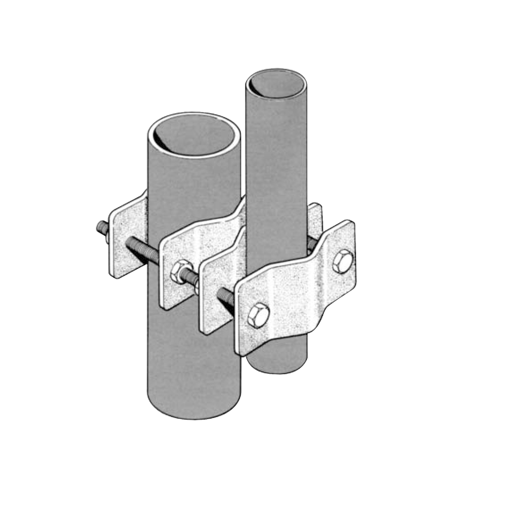 Juego Sencillo de Abrazadera Dual para Mǭstiles de 3.81 a 8.9 cm. de Diǭmetro.
