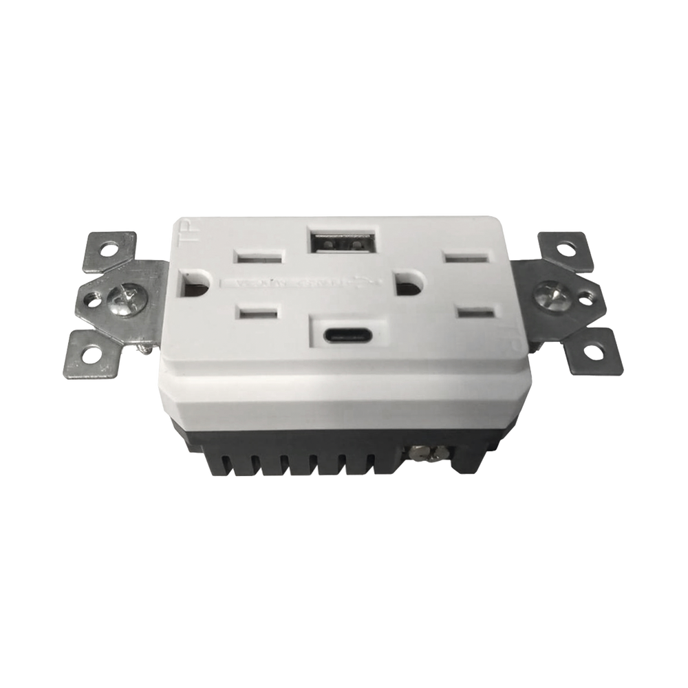 Contacto Dúplex con puertos USB Tipo A y C, 15 A, 100 - 240 V, USB 5 V, Incluye la Placa. - Imagen 3