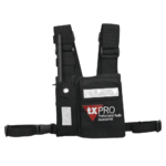 Pechera Universal con soporte para radio, sostǸn de bol??grafo y seguridad para la bolsa con cinta adherente. Logo TX-PRO.