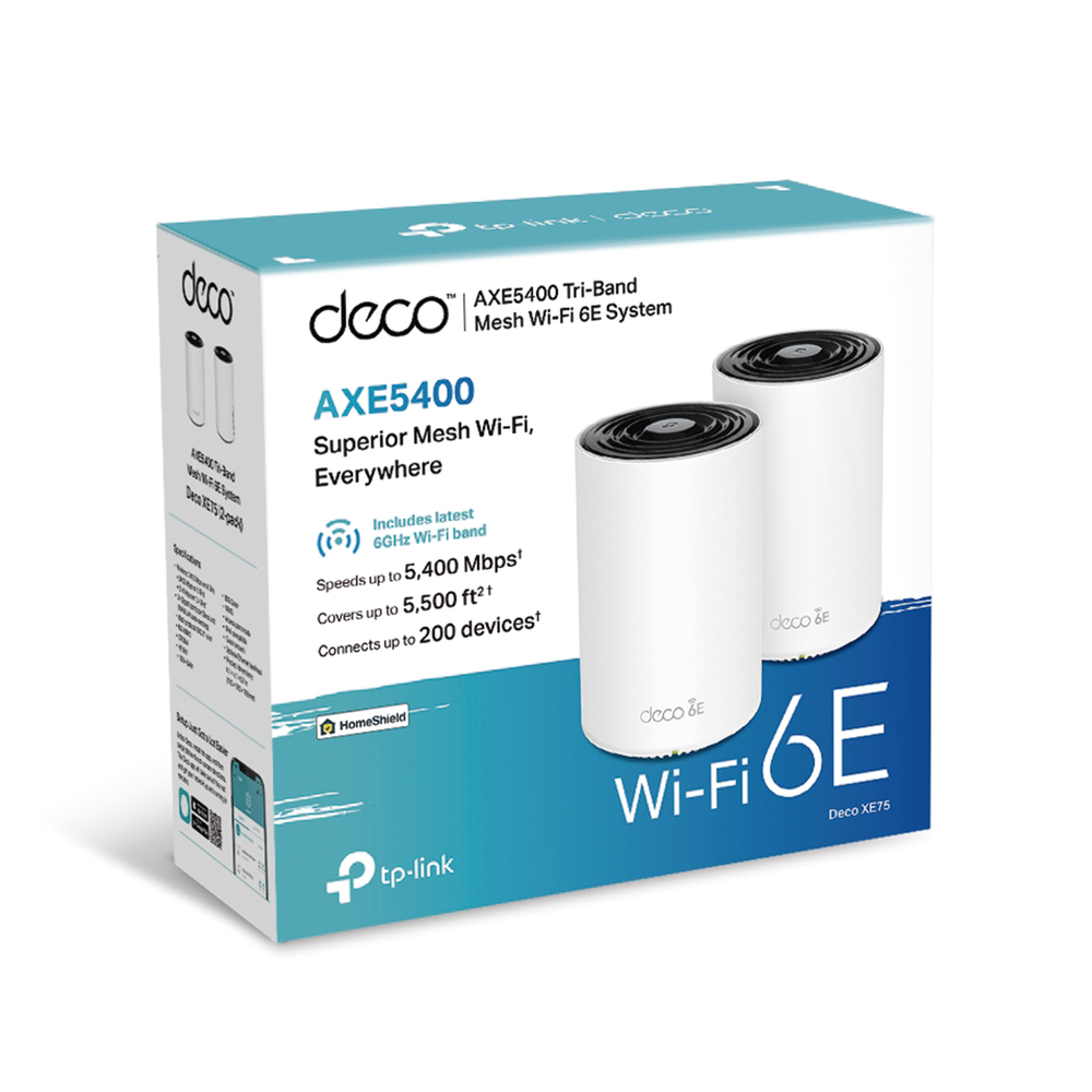 Kit 2 Routers Inalǭmbricos MESH Interior para Hogar / Doble Banda Wi-Fi 6E AX5400 Mbps / 3 Puerto Gigabit WAN/LAN / 4 Antenas Internas / Administraci??n Mediante la App Deco (iOS, Android) / Protecci??n HomeShield - Imagen 3