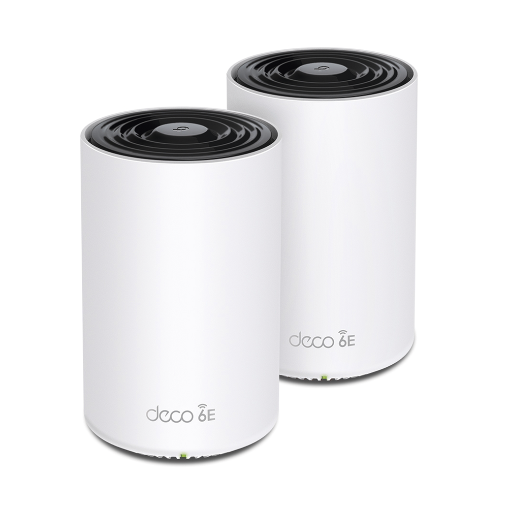 Kit 2 Routers Inalǭmbricos MESH Interior para Hogar / Doble Banda Wi-Fi 6E AX5400 Mbps / 3 Puerto Gigabit WAN/LAN / 4 Antenas Internas / Administraci??n Mediante la App Deco (iOS, Android) / Protecci??n HomeShield
