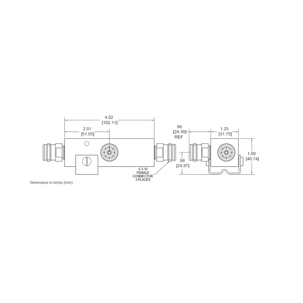 SEPARADOR 30dB (1000:1) Tap 350-5930MHz 500W -161dBc 4.3-10 IP67 . - Imagen 2