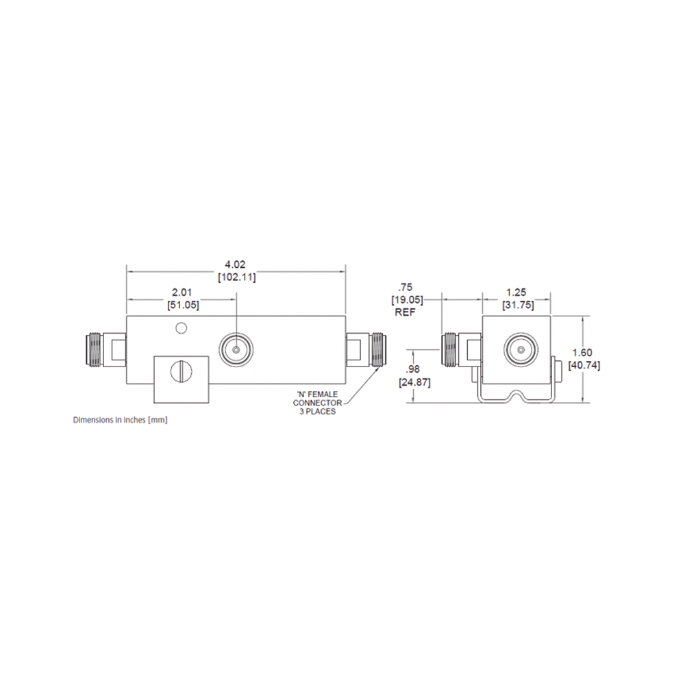 SEPARADOR 30dB (1000:1) Tap 350-5930MHz 500W -161dBc TIPO N IP67 . - Imagen 2