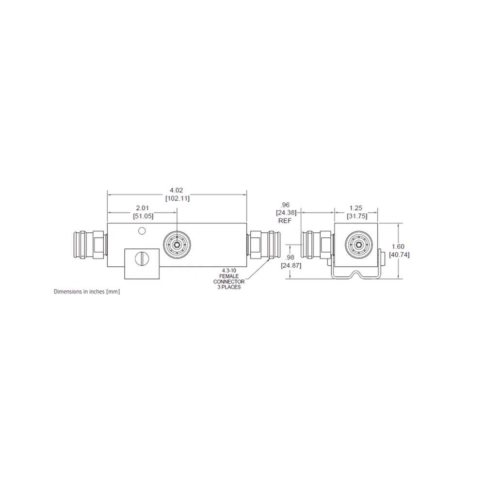 SEPARADOR 6dB (4:1) Tap 350-5930MHz 500W -161dBc 4.3-10 IP67 . - Imagen 2