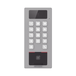 (PoE / 2 Relays) Terminal de Control de Acceso / Videoportero Multiapartamento Llamada a App / Teclado / Exterior Antivandálico IP65 & IK09 / Huella, Tarjeta, Código QR, PIN o App Hik-Connect  / Cámara 2 MP compatible con NVRs