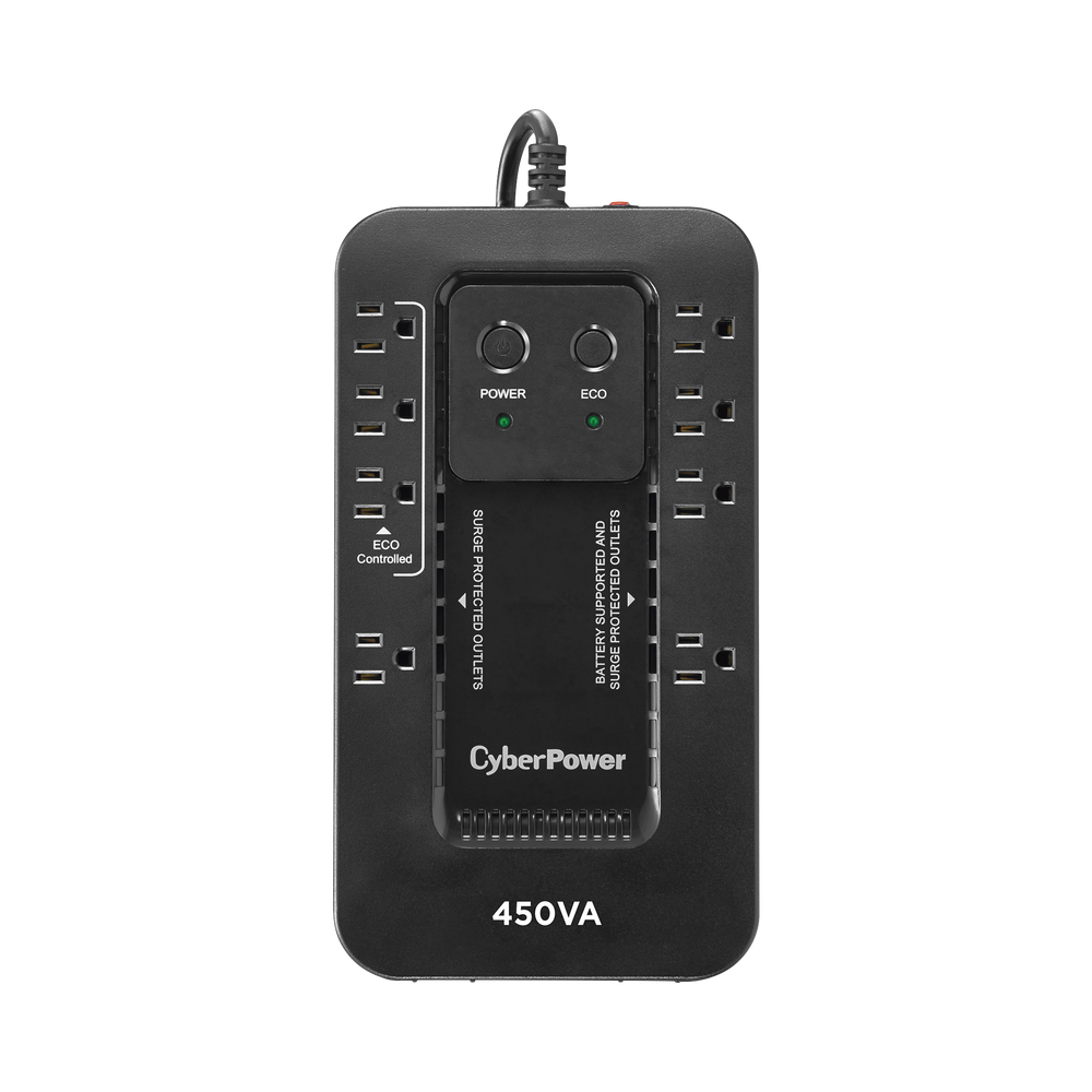 UPS de 450 VA/260 W, Topolog??a Standby con Modo Ahorrador ECO, Entrada 120 Vca NEMA 5-15P, Con 8 Tomas NEMA 5-15R