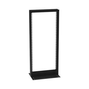Rack de 2 Postes (Doble Perforaci??n), Estǭndar 19", 24 Unidades, Fabricado en Acero, Base "L" para Anclar a Piso.