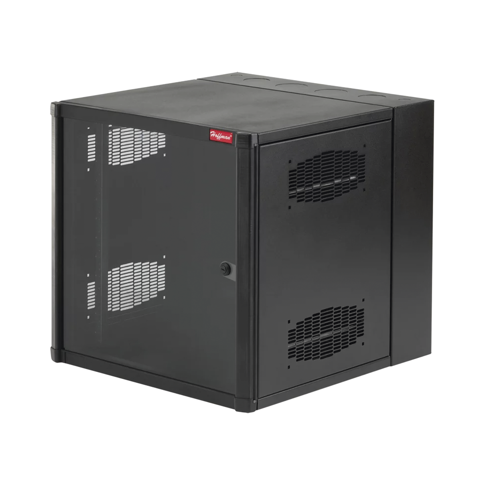 Gabinete AccessPlus de 12 UR Montaje en Pared de 19in, Rieles Numerados y Roscados #10-32, Puerta con Ventana de Seguridad, 600 mm de Ancho, 637 mm de Profundidad, Color Negro