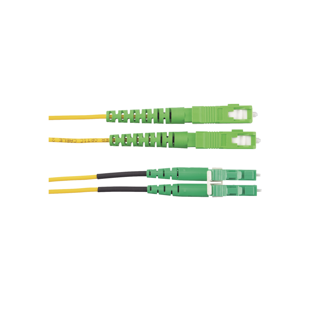 Jumper de Fibra Optica Monomodo 9/125 OS2, SC/APC-LC/APC Duplex, OFNR (Riser), Color Amarillo, 2 Metros (6.56 Pies) - Imagen 2