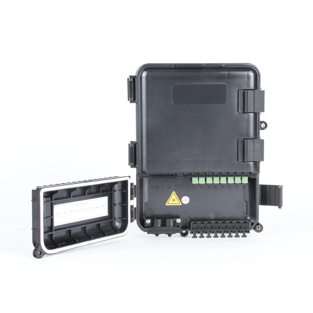 Caja de Distribuci?n de Fibra ?ptica para 24 Empalmes, con 8 Acopladores SC/APC Simplex, Exterior IP55, Color Negro - Imagen 6