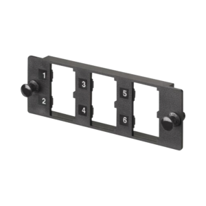 Placa Modular FAP de 6 Puertos Mini-Com, Acepta M?dulos de Fibra ?ptica, Cobre o Audio y Video, Color Negro