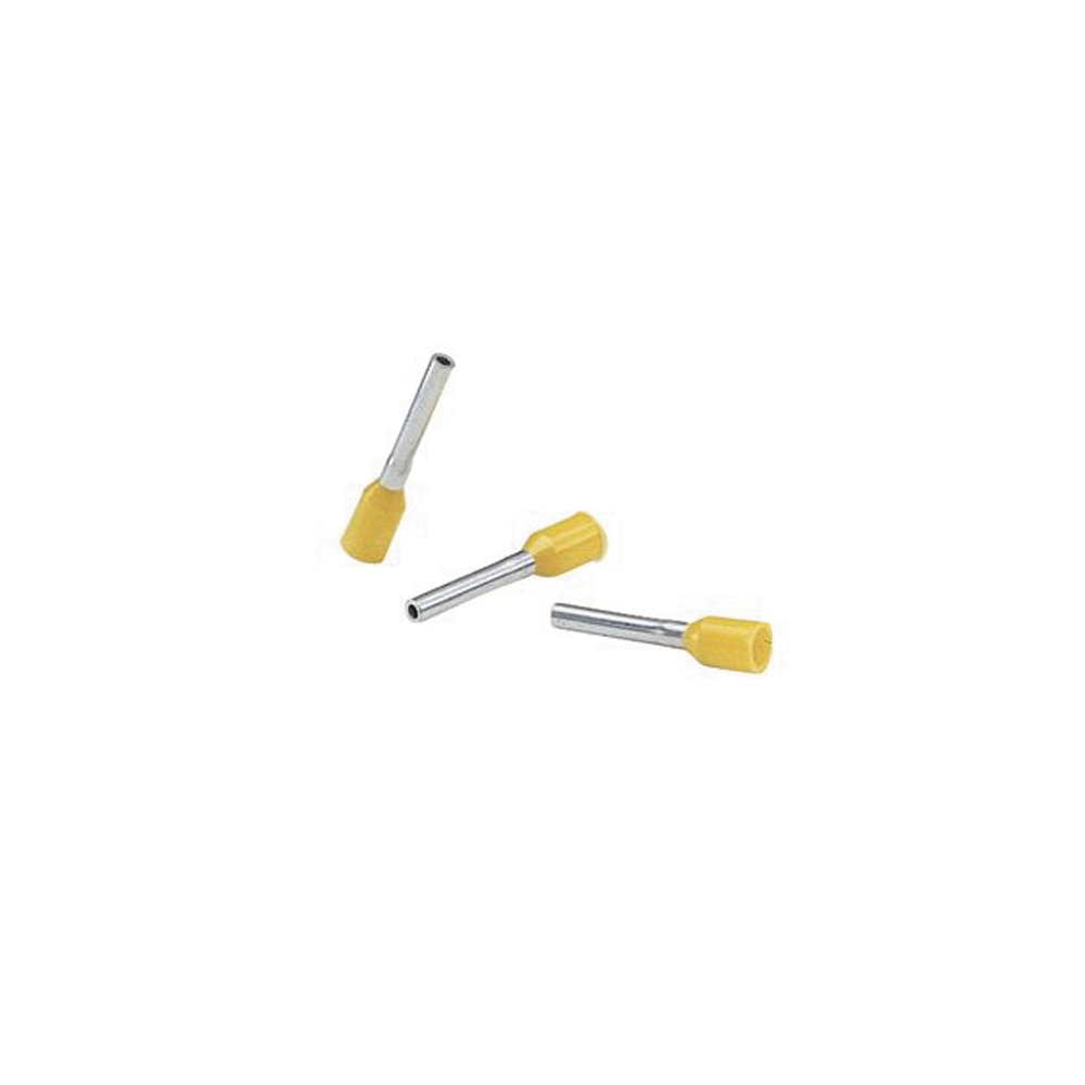 Ferrúl de cobre DIN Amarillo para Cable 10 AWG con largo 12 mm. Paquete de 100 Piezas - Imagen 2