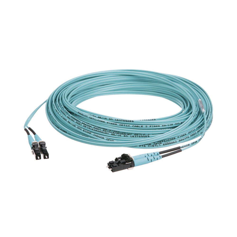 Jumper de Fibra Optica Multimodo 50/125 OM3, LC-LC Duplex, OFNR (Riser), Color Aqua, 15 Metros (49.21 Pies) - Imagen 3