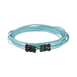 Jumper de Fibra Optica Multimodo 50/125 OM4, LC-LC Duplex, OFNR (Riser), Color Aqua, 1 Metro (3.28 Pies)