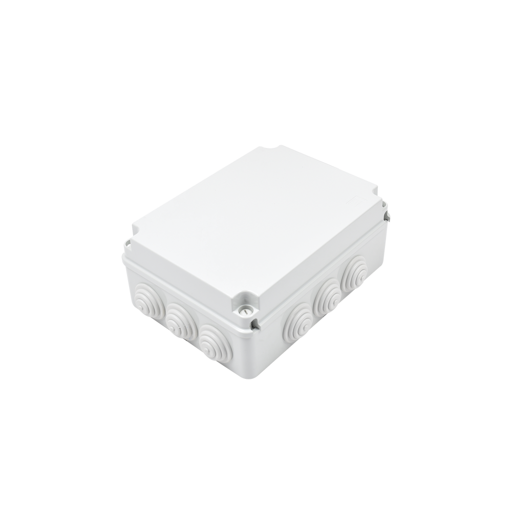 Caja Estanca de PVC Para Derivación y Conexión, 12 Entradas, Tapa Atornillada, 300x220x120 mm (Área interna), Uso Exterior IP55, Material que no Propaga el Fuego y Libre de Hálogenos