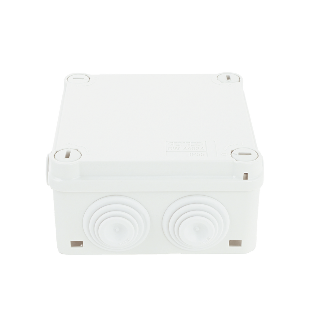 Caja Estanca de PVC Para Derivación y Conexión, 6 Entradas, Tapa con Tornillo de 1/4" de Vuelta, 100x100x50 mm (Área Interna), Uso Exterior IP55, Material que no Propaga el Fuego y Libre de Hálogenos - Imagen 2