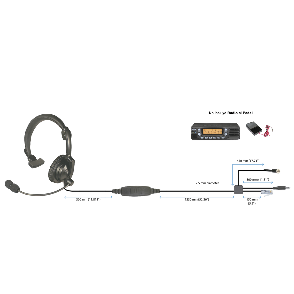 Diadema ligera acolchonada para radios m??viles Motorola APX4500, XLT1500