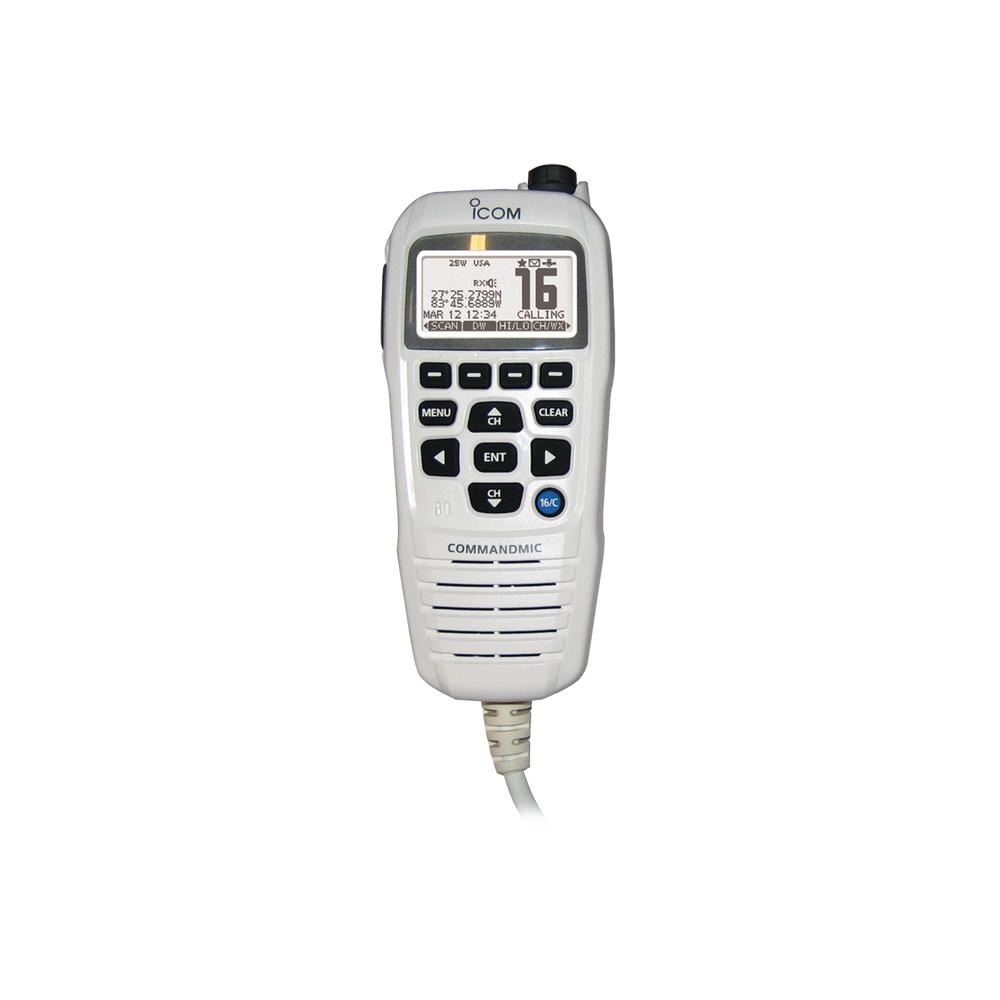 Micr??fono comando color blanco y pantalla en fondo blanco para serie IC-M510, IC-M424G e IC-M605