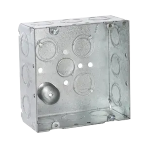 Caja Cuadrada 4 11/16 x 4 11/16"/ Profundidad de 2- 1/8"/ Cuenta 1 Entrada de 1/2" y 15 TKO (1/2"-3/4").