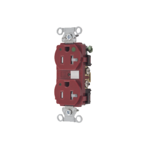 Contacto Duplex de 20 A 125 V CA/ A prueba de Manipulaciones / Nema 5-20R / Grado Hospitalario / Color Rojo.