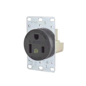 Receptáculo Individual de 50 A 250 V / 2 Polos 3 Hilos/ Nema 6- 50 R / Color Negro/ Grado Industrial-Comercial.