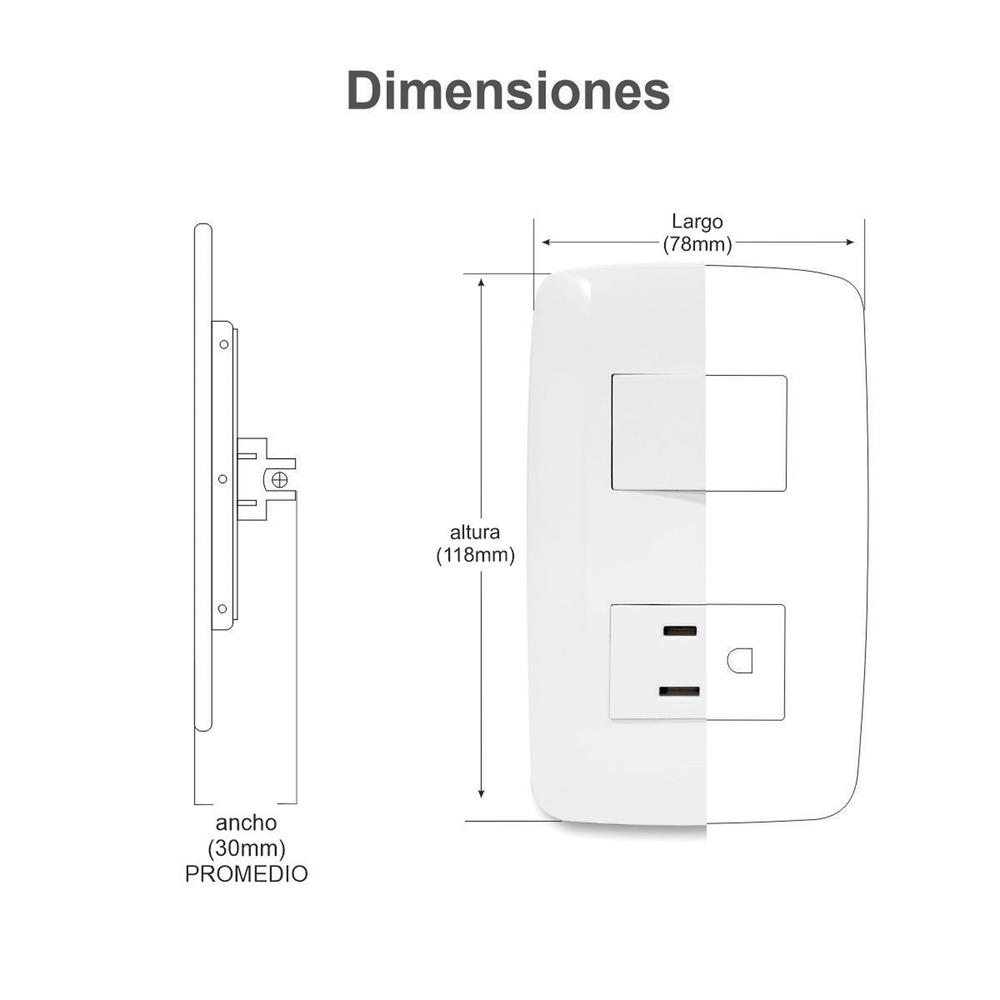 Contacto Sencillo de 127 V~60 HZ 15 A/ Color Blanco. - Imagen 2