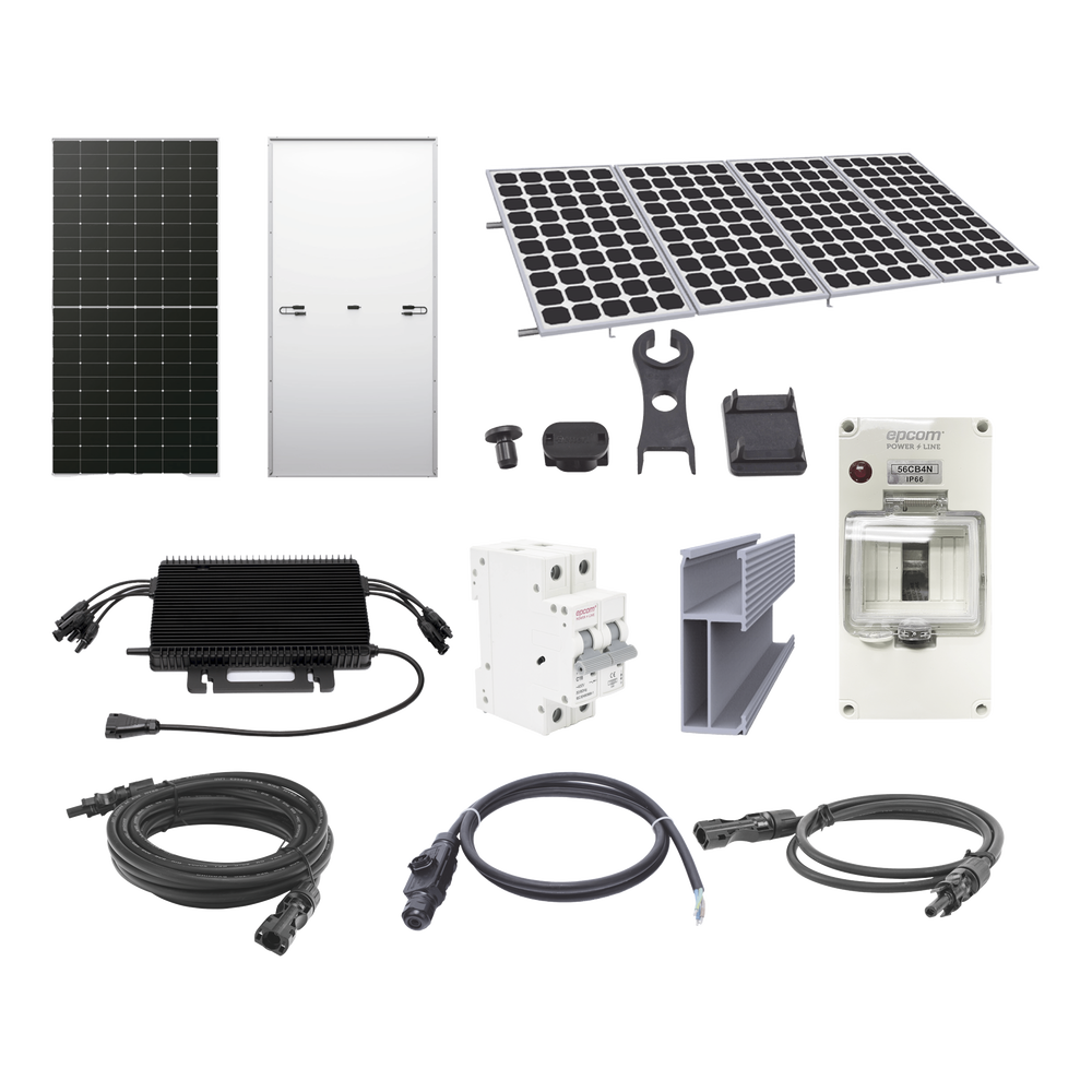 Kit Solar para Interconexión de 2.2KW de Potencia Pico 220Vcc con Microinversor y 4 Módulos de 575 W (Incluye Montaje y Protecciones)